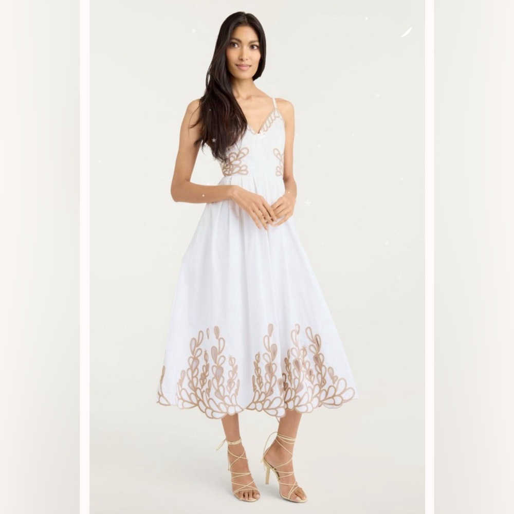 Christian Lacroix White Elegant Embroidered and Lined Dress
